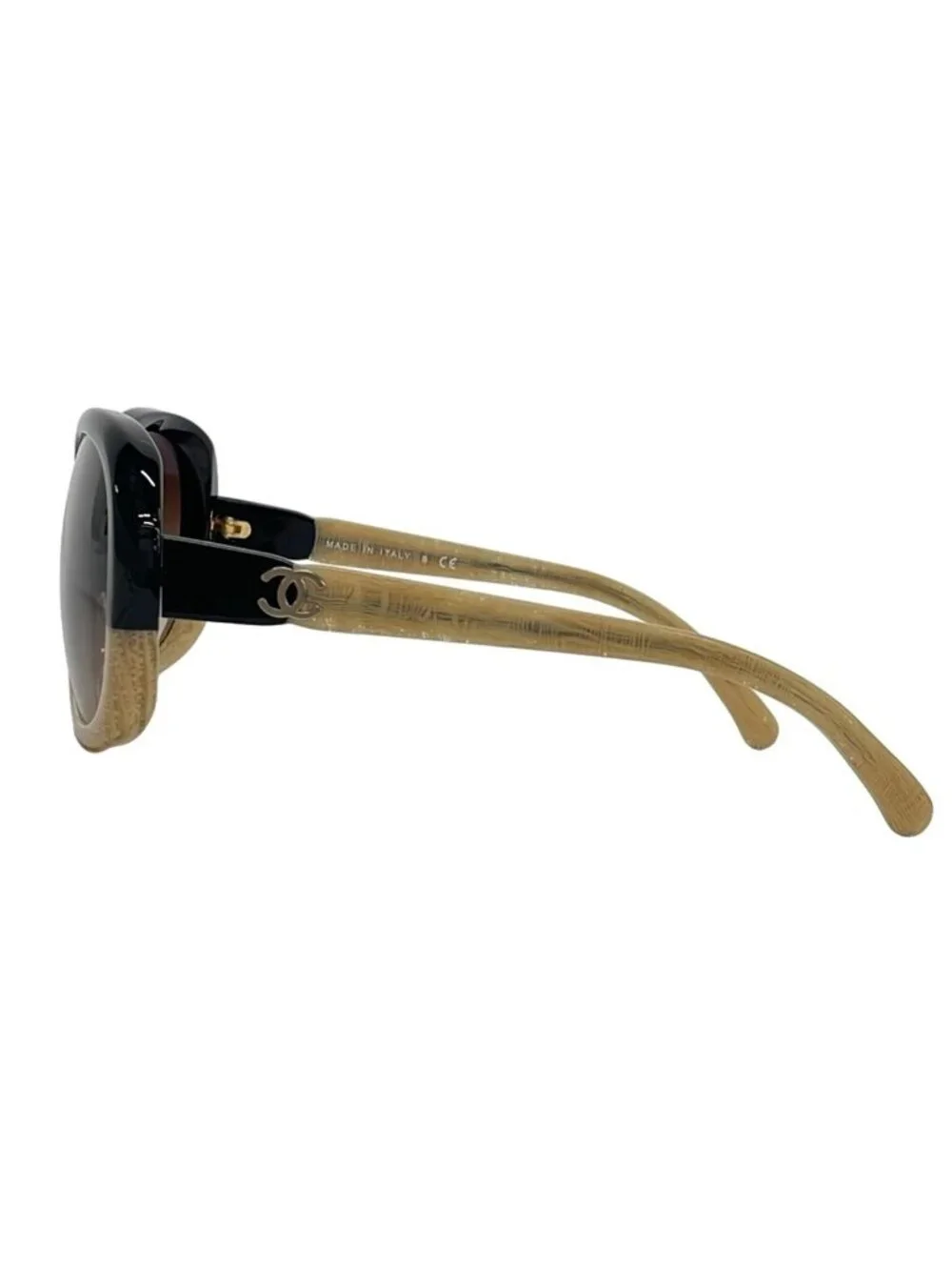 Chanel Sunglasses Beige Black CC Logo Bicolor Eyewear